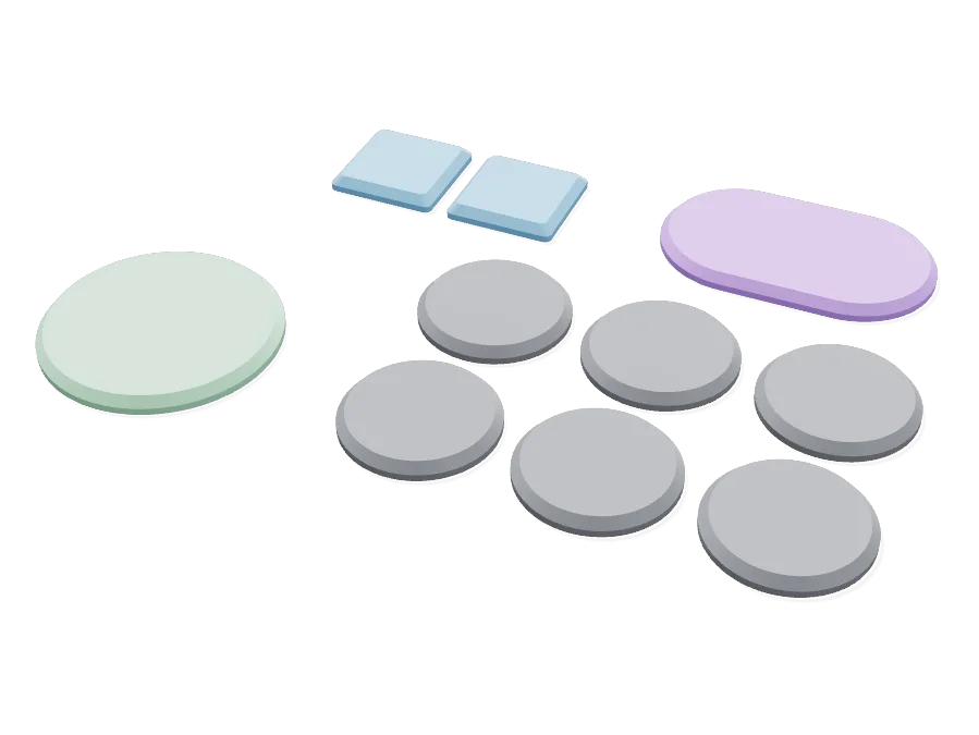 Batch of round, square and oval miniature bases with beveled edges