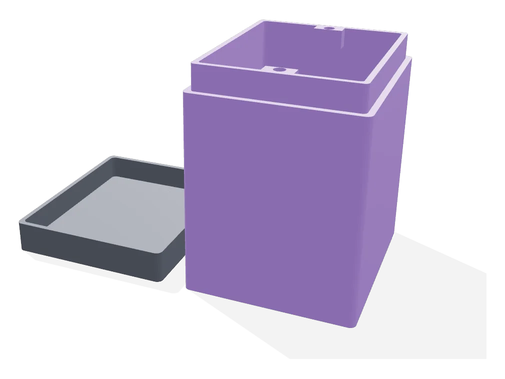 Purple TCG deck box with magnet pockets and its cap