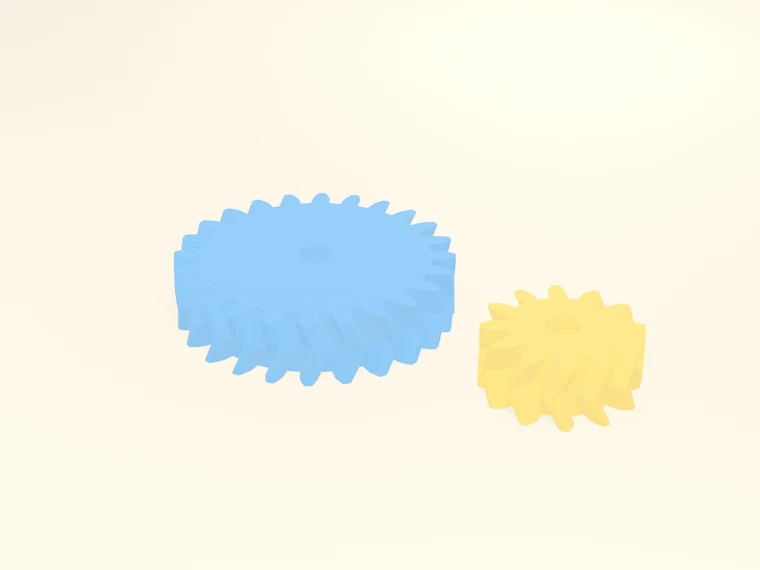 Herringbone gear pair: a 24-tooth gear and a 12-tooth pinion with bores