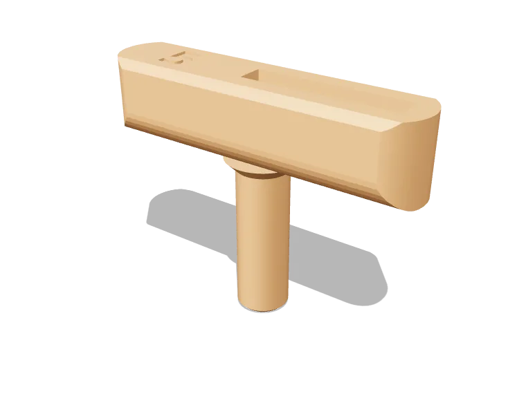 3D printed T-handle for a 5 mm hex key with the size engraved and a groove for the short arm along the crossbar