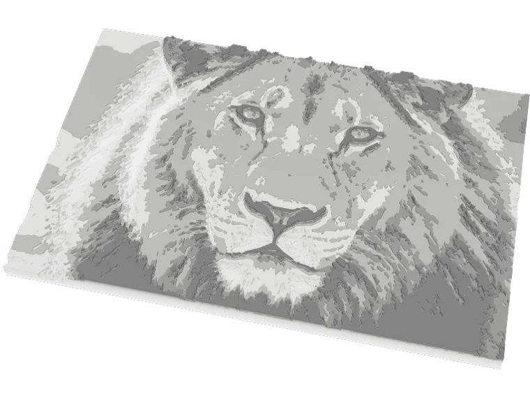 Layer-swap 3D print of an alpaca artwork on a card
