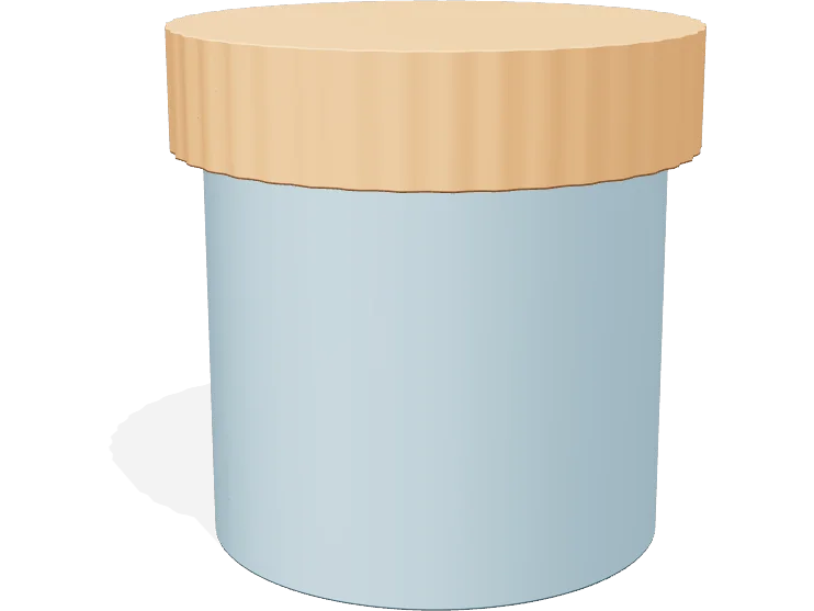 Threaded storage jar with a knurled lid screwed on