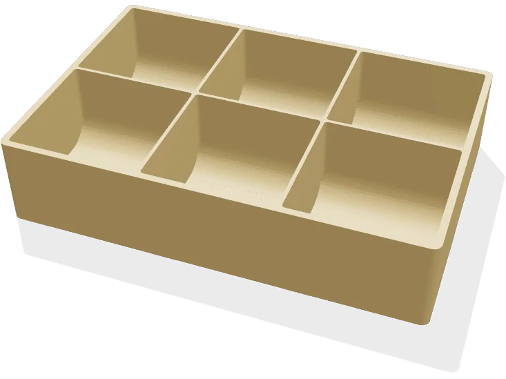 Bench tray 180 x 120 mm, 6 deep scooped cells