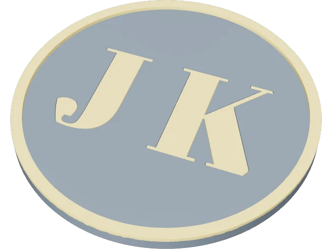 Round initials coaster J K