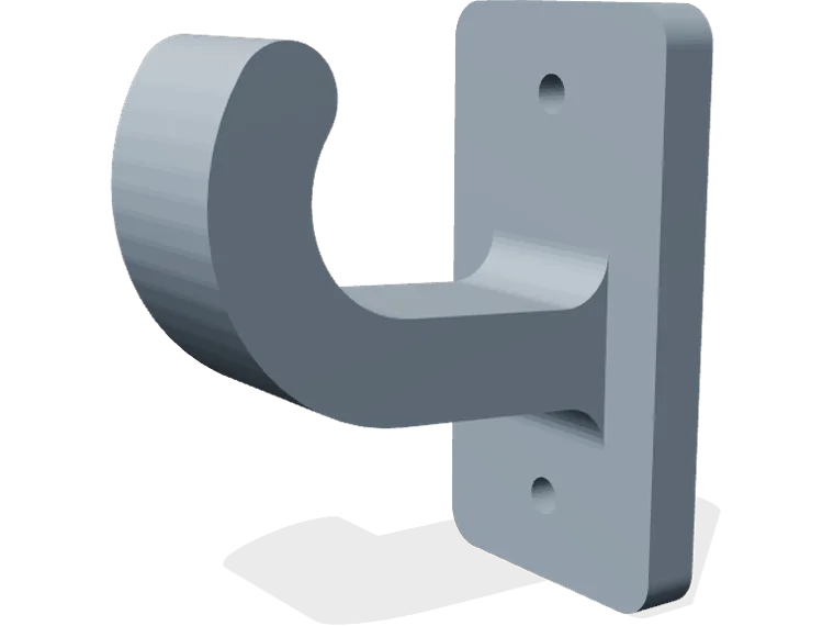 Coat hook with backplate (J), 45 mm reach