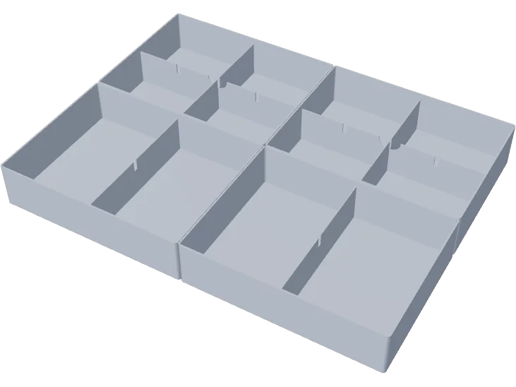 Cutlery drawer organizer 380 x 285 mm with a short front row