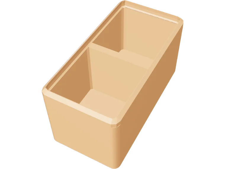 Gridfinity bin 1x2, 6u, 2 compartments