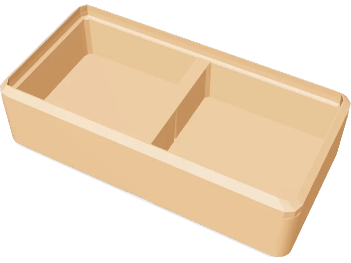 Gridfinity bin 2x1, 3u, 2 compartments