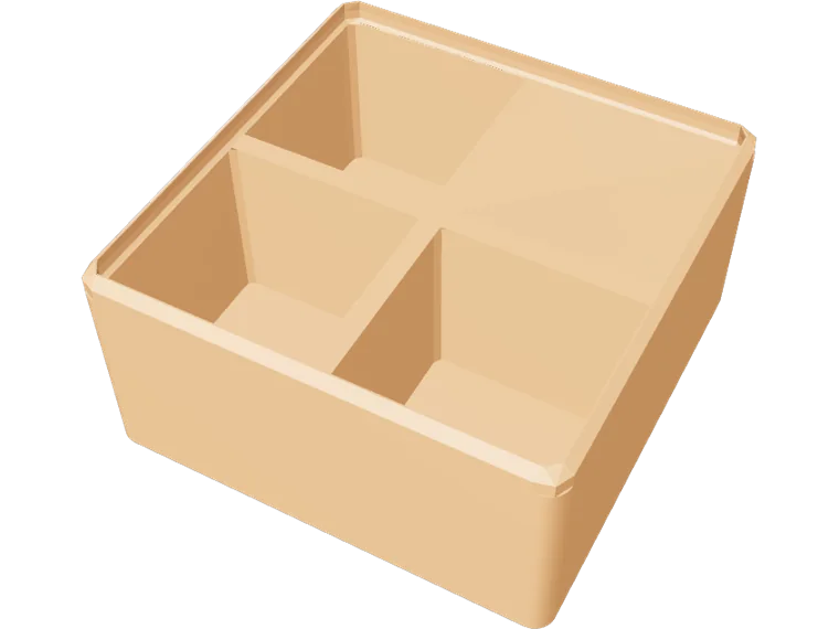 Gridfinity bin 2x2, 6u, 4 compartments