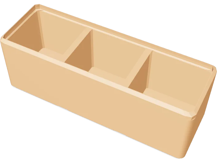 Gridfinity bin 3x1, 6u, 3 compartments