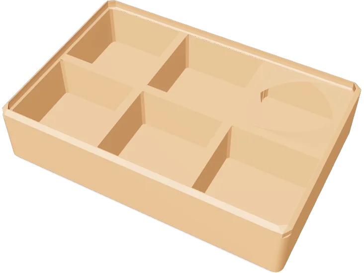 Gridfinity bin 3x2, 4u, 6 compartments