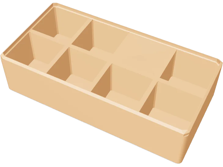 Gridfinity bin 4x2, 6u, 8 compartments