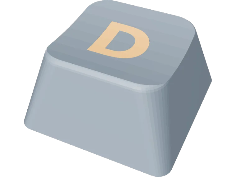cylindrical keycap 1u with D legend