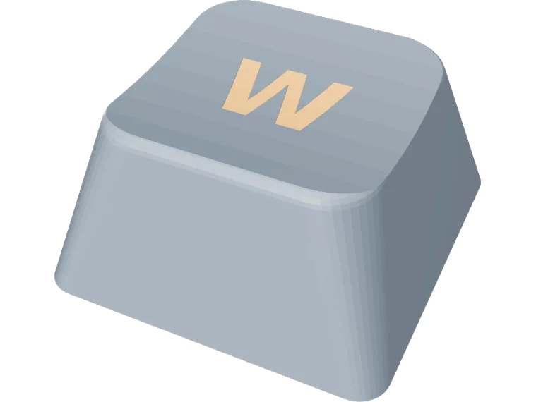 cylindrical keycap 1u with W legend