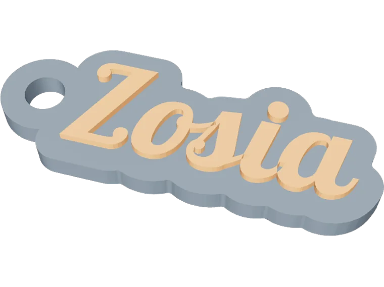 Zosia name keychain: rendered 3D print preview