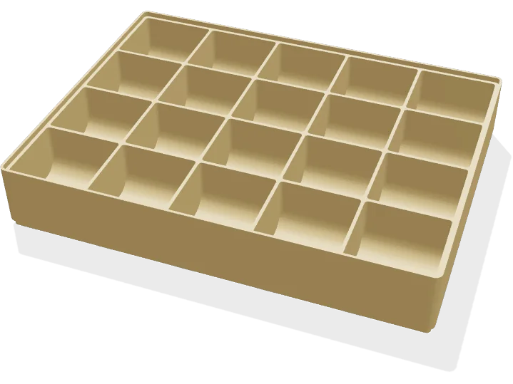Parts tray 200 x 150 mm, 20 cells, stackable
