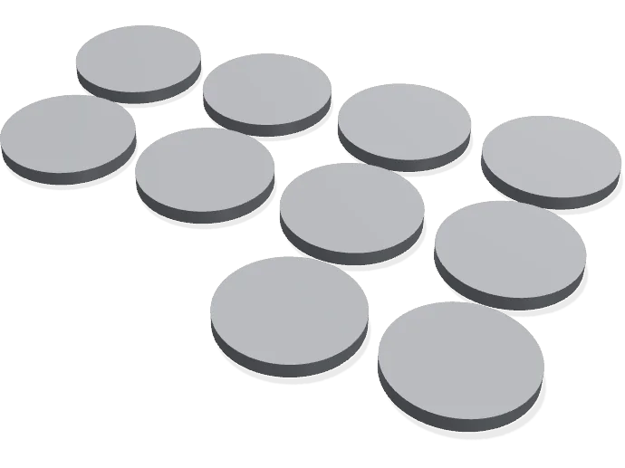 32 mm round bases x 10, no bevel