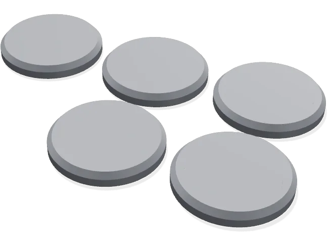 40 mm round bases x 5, 5 mm tall