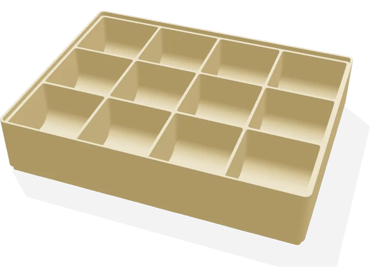 Screw sorter tray 4 x 3, stackable