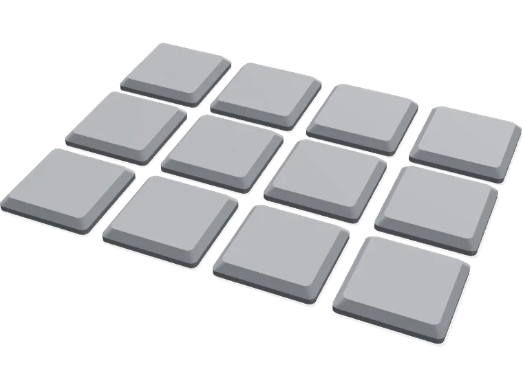 25 mm square bases x 12, magnet pockets