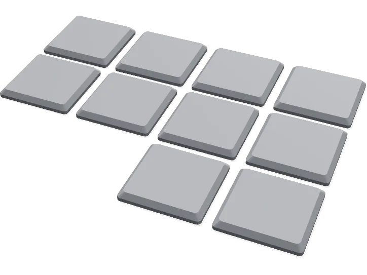 32 mm square bases x 10
