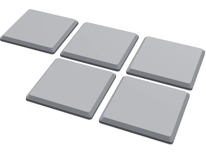40 mm square bases x 5, magnet pockets