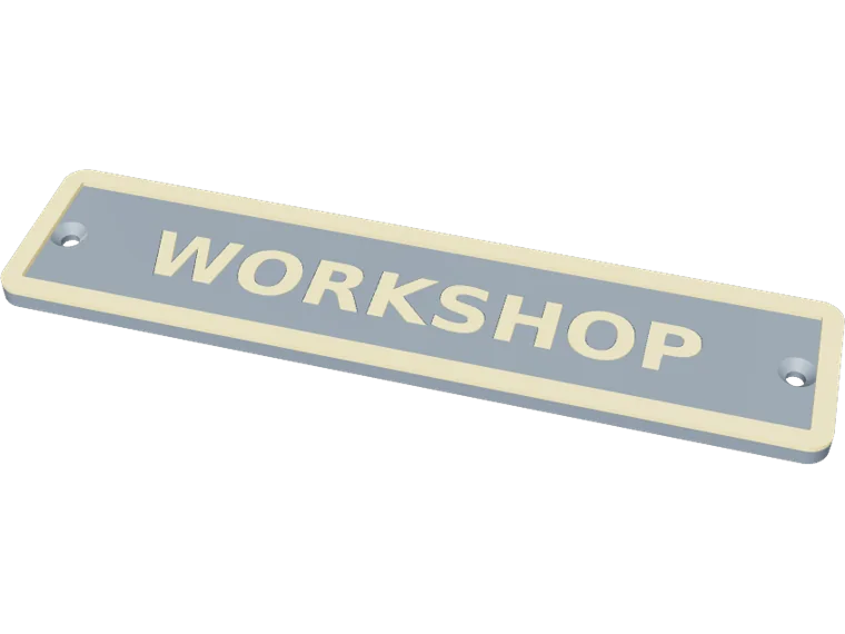 WORKSHOP sign, inlay